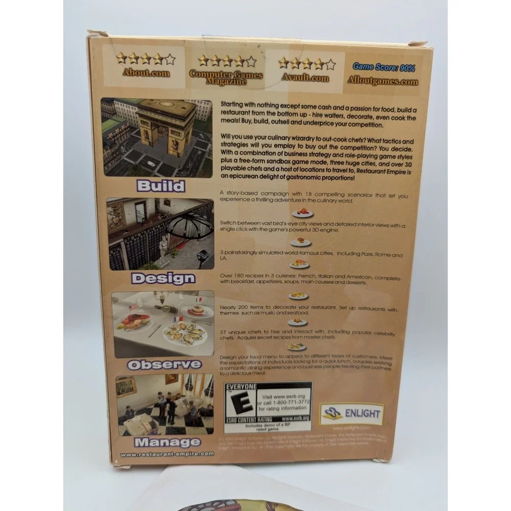 Restaurant Empire‎ ~ PC 2003 CIB Retail Box Small Box No Manual